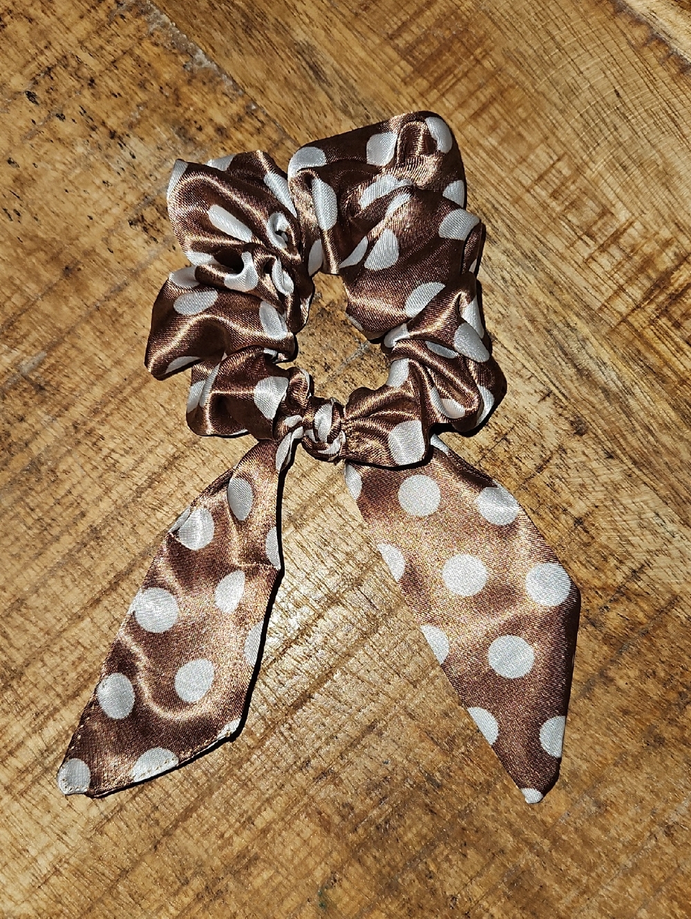 Upcycled bag scarf Ribbon Scrunchie polka dot - Picture 4 of 4